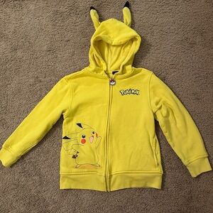 Pokemon Pikachu Full Zip Hoodie Jacket W/Ears Youth Size Small Yellow